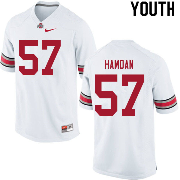 Ohio State Buckeyes Zaid Hamdan Youth #57 White Authentic Stitched College Football Jersey